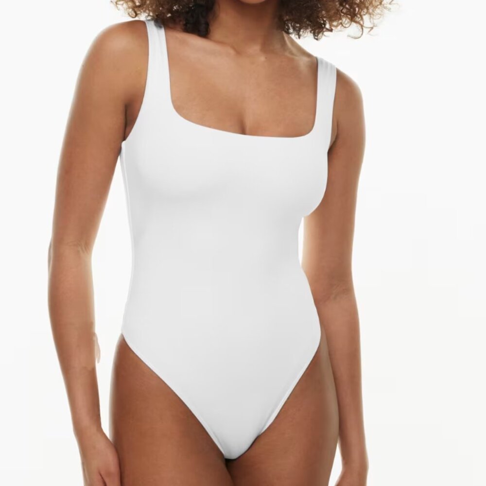 ARITZIA white contour squareneck bodysuit size LARGE